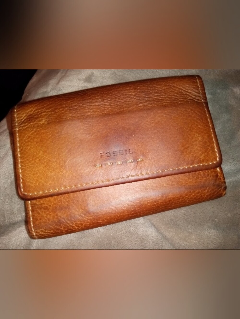 Fossil Wallet Trifold Organizer Credit Card Holder Money Change Genuine Leather